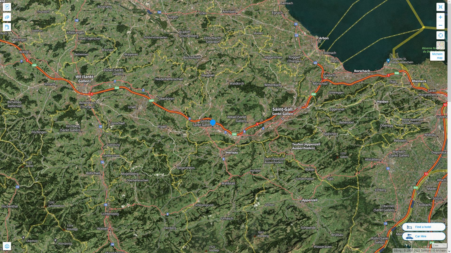 Gossau Highway and Road Map with Satellite View